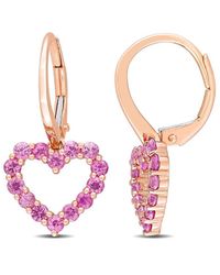 Rina Limor - 10k Rose Gold 1.26 Ct. Tw. Pink Sapphire Heart Earrings - Lyst