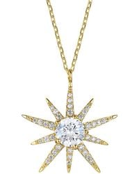 Rachel Glauber - 14k Plated Cz Starburst Pendant Necklace - Lyst