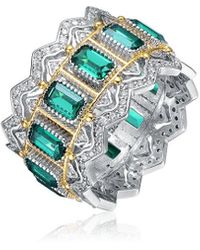 Genevive Jewelry - Dnu 14k Over Silver Cz Cocktail Ring - Lyst