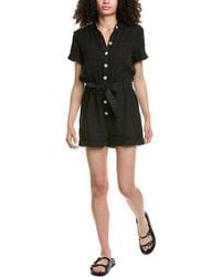 Bella Dahl - Rolled Hem Linen Utility Romper - Lyst