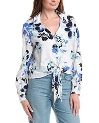 Ellen Tracy - Tie Front Linen-Blend Shirt - Lyst