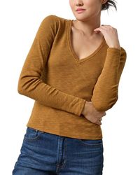 Lilla P - Slim Fit Rib Slub Long Sleeve V-Neck Shirt - Lyst