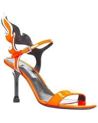 Prada - Patent Leather Fire Mid-Heel Sandal (Authentic Pre-Loved) - Lyst
