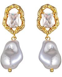 Eye Candy LA - Pearl Cz Alice Golden Drop Earrings - Lyst