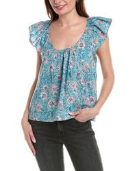 Lilla P - Ruffle Sleeve Linen-blend Top - Lyst