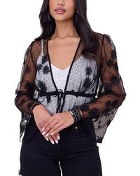 Saachi - Floral Mesh Tie Top - Lyst