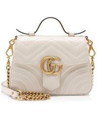 Gucci - Matelasse Leather Gg Marmont Mini Top Handle Bag (Authentic Pre- Loved) - Lyst