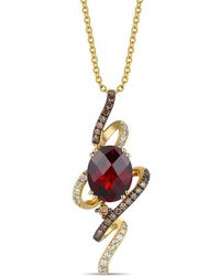 Le Vian - Le Vian Pomegranate Garnet Chocolate Shavings 14K 3.73 Ct. Tw. Diamond & Garnet Pendant Necklace - Lyst
