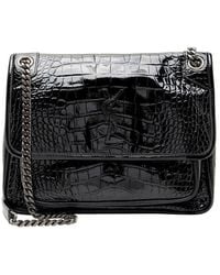 Saint Laurent - Patent Croc-Embossed Leather Monogram Niki Medium Shoulder Bag (Authentic Pre-Loved) - Lyst