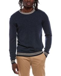 Autumn Cashmere - Striped Trim 100% Cashmere Crewneck Sweater - Lyst