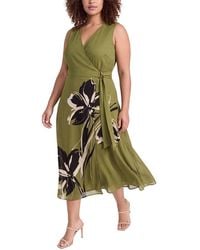 Anne Klein - Plus Faux Wrap A-Line Midi Dress - Lyst