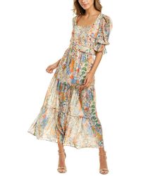 hutch green floral high low dress