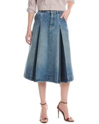 Balmain - Vintage Denim Pleated Midi Skirt - Lyst