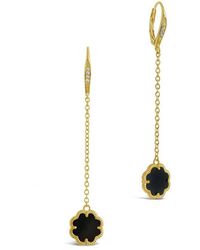 Sterling Forever - 14k Plated Black Onyx Long Drop Earrings - Lyst