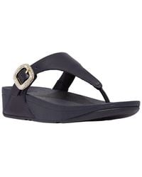 Fitflop - Lulu Crystal Buckle Leather Toe Post Sandal - Lyst