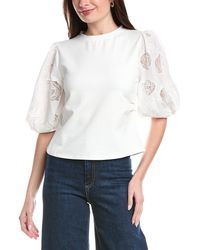 Gracia - Puffed Cut Work Lace Design Sleeve Top - Lyst