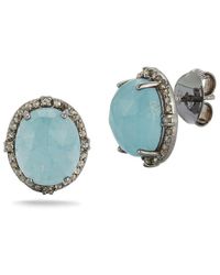 Banji Jewelry - Silver 9.50 Ct. Tw. Diamond & Aqua Chalcedony Earrings - Lyst