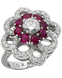 Graff - Platinum 3.20 Ct. Tw. Diamond & Ruby Cocktail Ring (Authentic Pre-Owned) - Lyst
