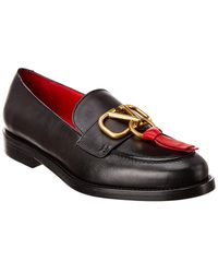 Valentino Vlogo Leather Loafer - Black