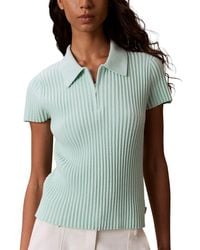Calvin Klein - Zigzag Rib Zip Polo Shirt - Lyst