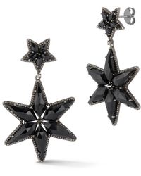Banji Jewelry - Silver 85.81 Ct. Tw. Diamond & Black Spinel Star Statement Earrings - Lyst