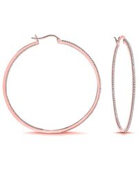 Genevive Jewelry - 18k Rose Gold Plated Cz Earrings - Lyst