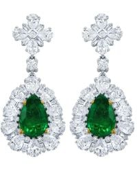 Diana M. Jewels Fine Jewellery 18k 8.62 Ct. Tw. Diamond & Green Emerald Drop Earrings