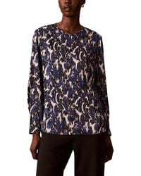 Calvin Klein - Pleated Long Sleeve Blouse - Lyst