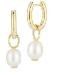 Sphera Milano - 14k Over Silver 7mm Pearl Huggie Hoops - Lyst