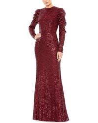 Mac Duggal - Sequined High Neck Puff Long Sleeve Column Gown - Lyst