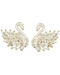 Eye Candy LA - Cz Silver Toned Shimmering Swan Statement Earring - Lyst