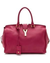 Saint Laurent - Pink Leather Classic Cabas Y Medium Tote (authentic Pre-loved) - Lyst