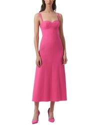 Carolina Herrera - Thin Strap Bustier Wool-Blend Midi Dress - Lyst