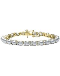 Genevive Jewelry - 14k Over Silver 25-5mmmm Pearl Cz Statement Bracelet - Lyst