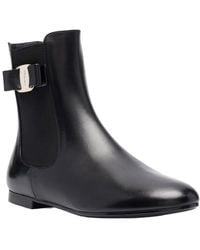 Ferragamo - Vara Bow Leather Bootie - Lyst