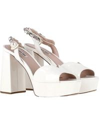 Miu Miu - Patent Leather Platform Ankle-Strap Sandal (Authentic Pre- Loved) - Lyst