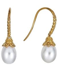 Belpearl - Plated 10Mm Pearl Dangle Earrings - Lyst
