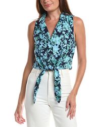 Cece - Tie Waist Lapel Linen-Blend Vest - Lyst