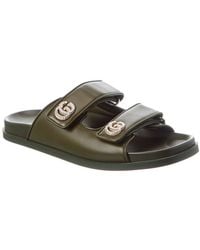 Gucci - Crystal Double G Leather Sandal - Lyst