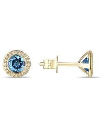 Diana M. Jewels - Fine Jewelry 14k 1.63 Ct. Tw. Diamond & Blue Topaz Halo Studs - Lyst