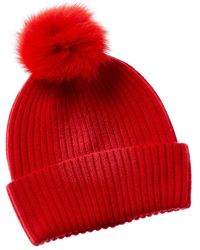 Sofiacashmere - Cashmere Ribbed Hat With Pom - Lyst