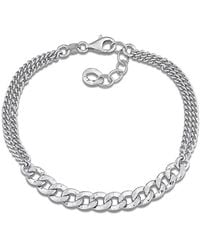 Italian Silver - Double Row Bracelet - Lyst
