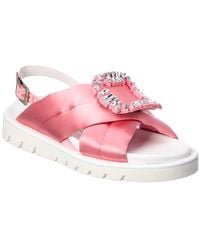 Roger Vivier - Viv' Winter Puffy Strass Buckle Satin Sandal - Lyst