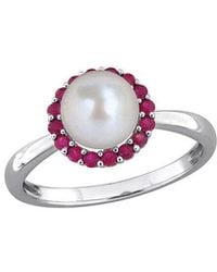 Rina Limor - 0.32 Ct. Tw. Ruby & .0-.5Mm Pearl Halo Ring - Lyst