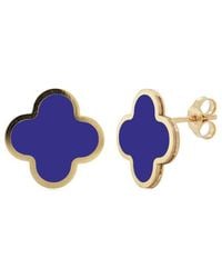 Italian Gold - 14K Lapis Clover Studs - Lyst