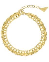 Sterling Forever - 14k Plated Two Layered Chain Bracelet - Lyst