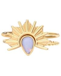 Adornia - 18K Plated Stainless Steel Opal Tarnish-Resistant Opal Sunrise Set Ring - Lyst