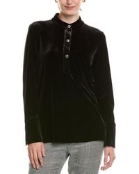 Halston - Velvet Mandarin Collar Top - Lyst