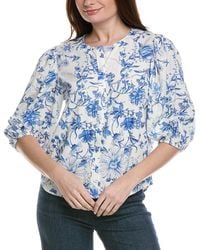 Philosophy - Floral Printed Linen-Blend Top - Lyst