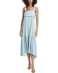 Theory - Linen Blend Midi Dress - Lyst